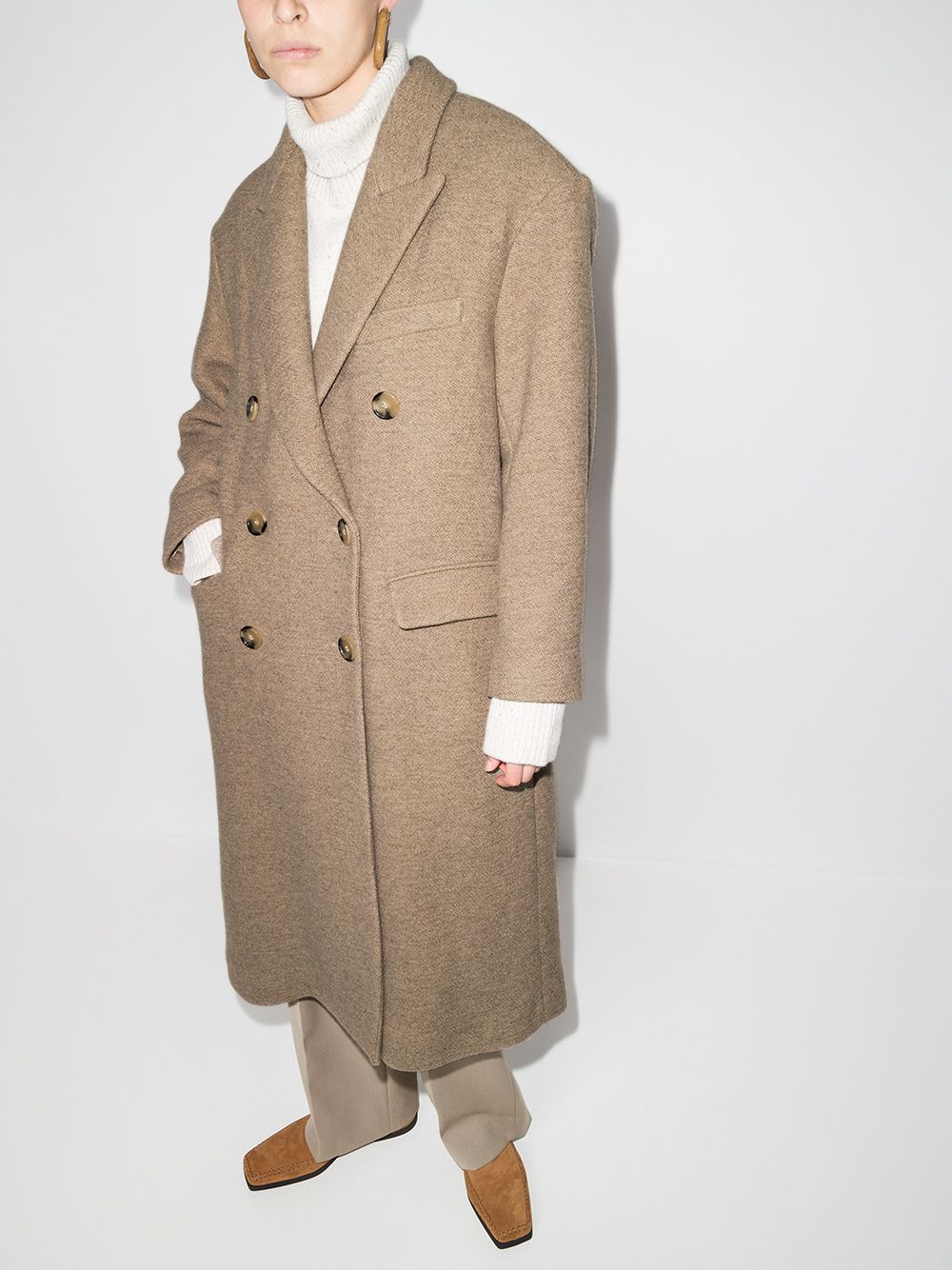 Двубортное пальто Lojima (Черный M)